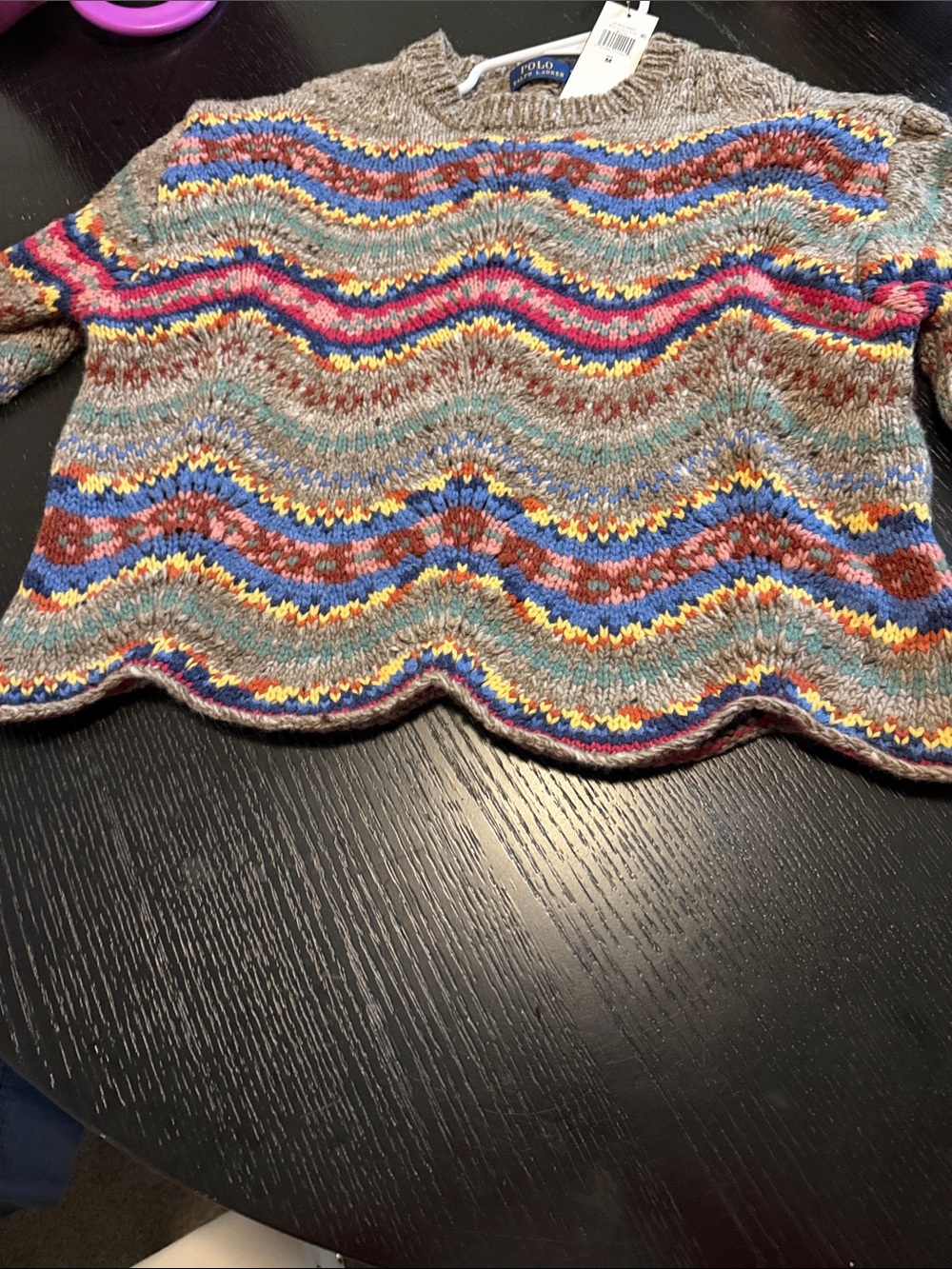 Polo by Ralph Lauren Gray Chevron Multicolor Knit Sweater - Picture 5 of 9